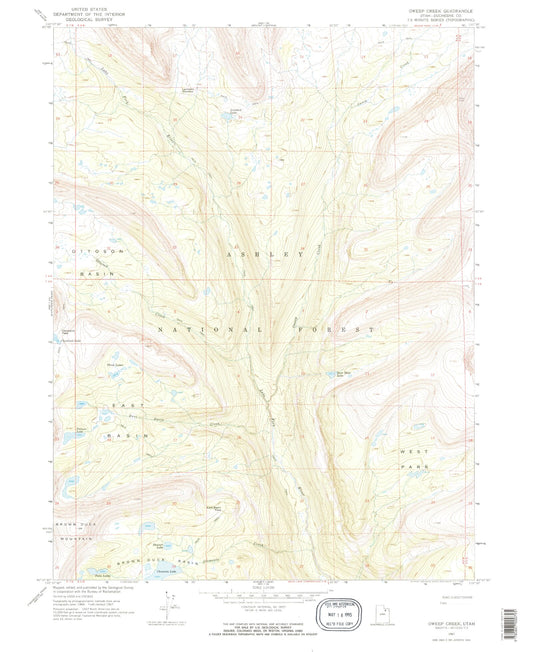 Classic USGS Oweep Creek Utah 7.5'x7.5' Topo Map Image