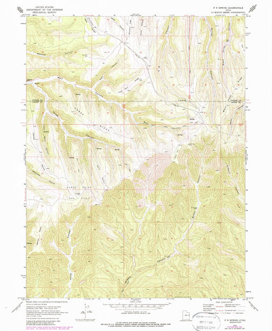Classic USGS P R Spring Utah 7.5'x7.5' Topo Map Image