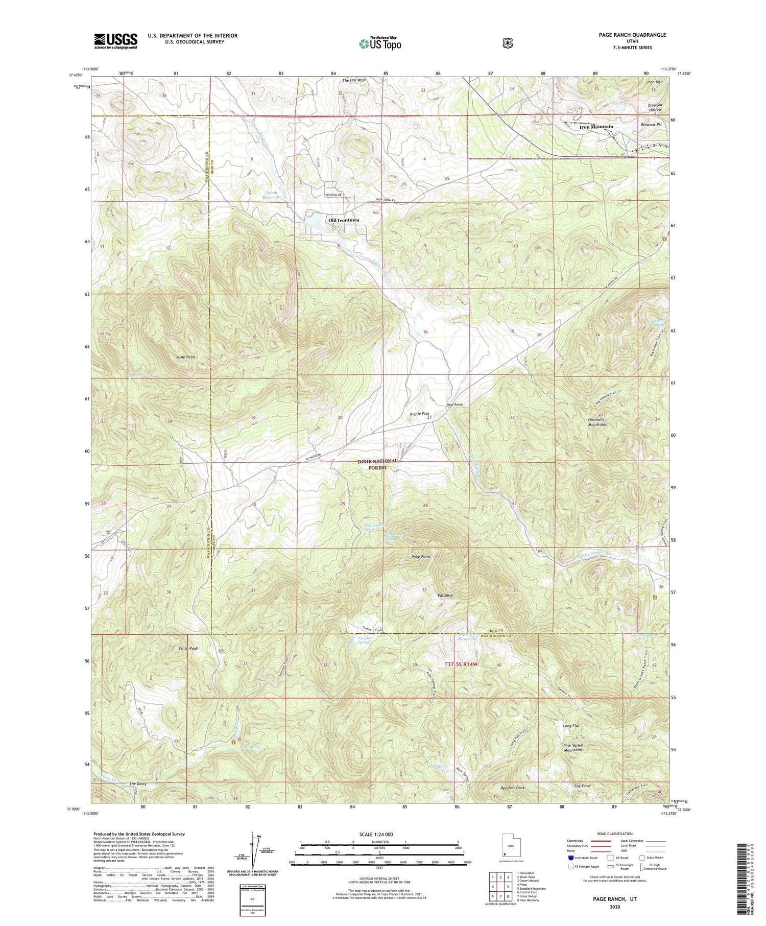 Page Ranch Utah US Topo Map Image