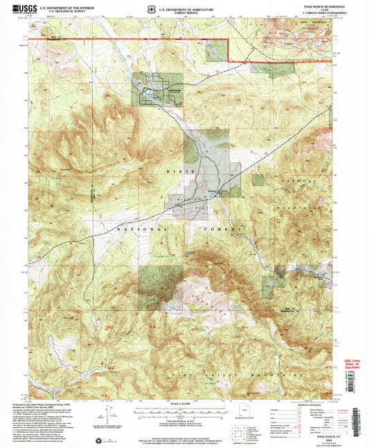 Classic USGS Page Ranch Utah 7.5'x7.5' Topo Map Image