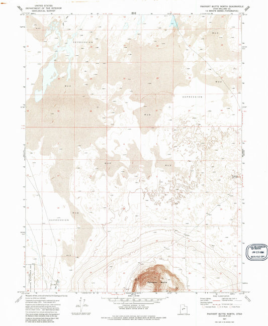Classic USGS Pahvant Butte North Utah 7.5'x7.5' Topo Map Image