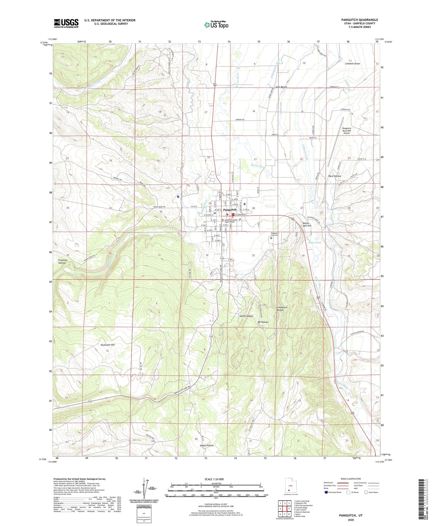 Panguitch Utah US Topo Map Image