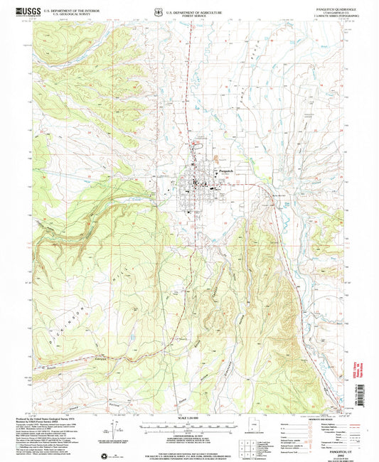 Classic USGS Panguitch Utah 7.5'x7.5' Topo Map Image