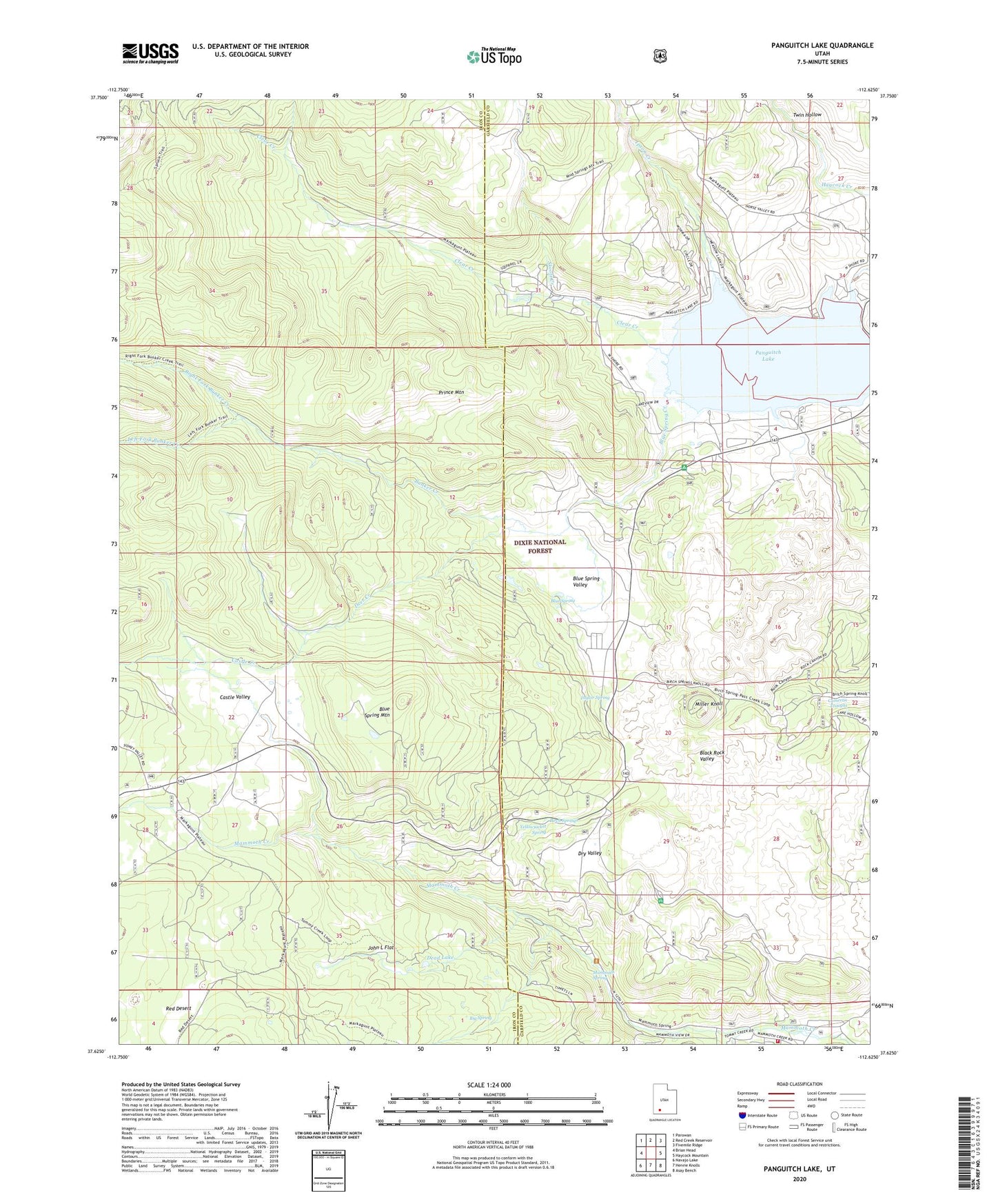 Panguitch Lake Utah US Topo Map Image