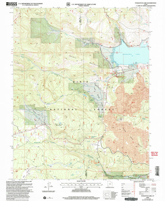 Classic USGS Panguitch Lake Utah 7.5'x7.5' Topo Map Image