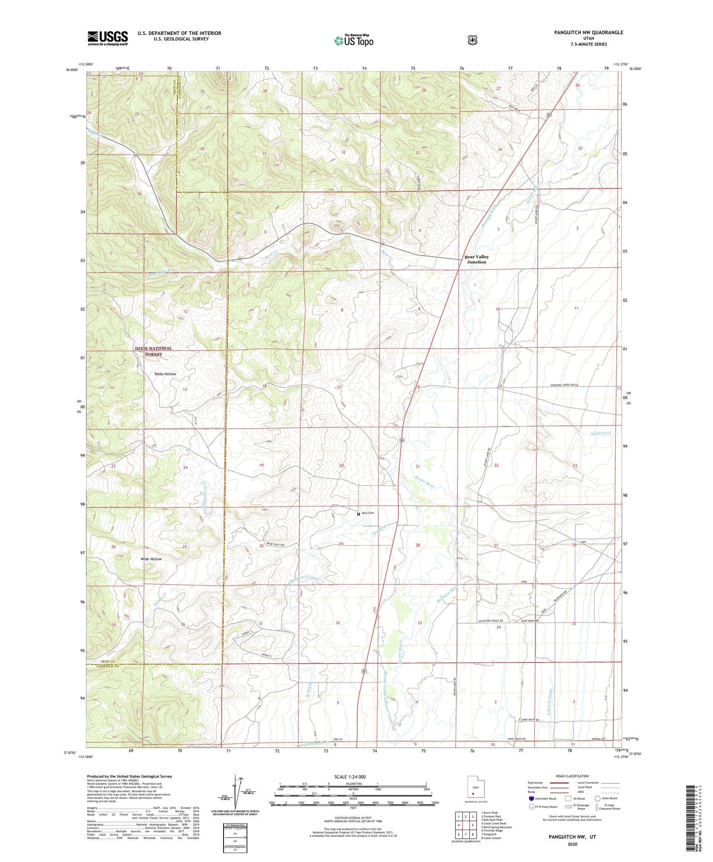 Panguitch NW Utah US Topo Map Image