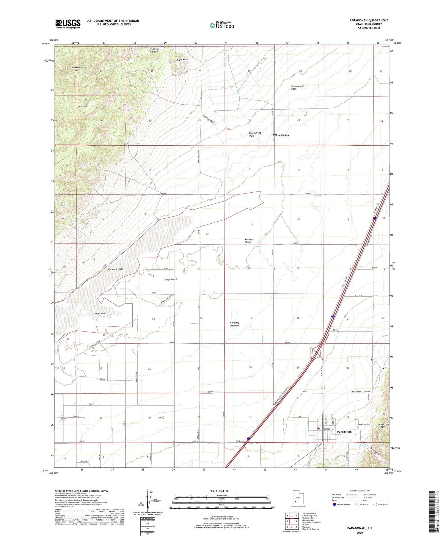 Paragonah Utah US Topo Map Image