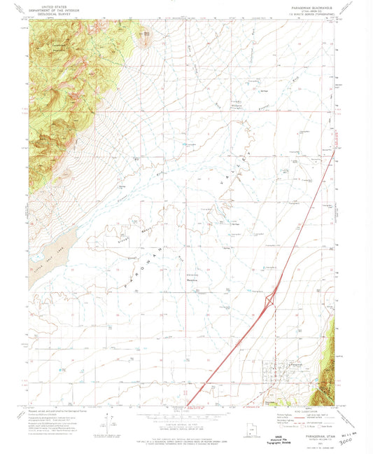 Classic USGS Paragonah Utah 7.5'x7.5' Topo Map Image