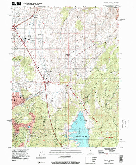 Classic USGS Park City East Utah 7.5'x7.5' Topo Map Image