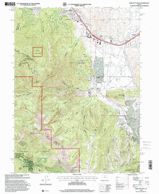 Classic USGS Park City West Utah 7.5'x7.5' Topo Map Image