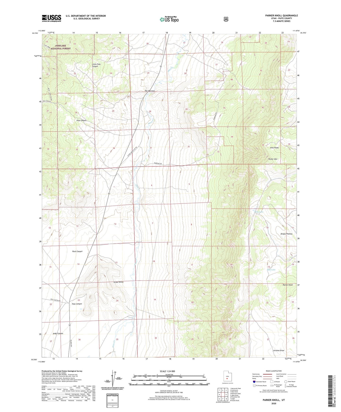 Parker Knoll Utah US Topo Map Image