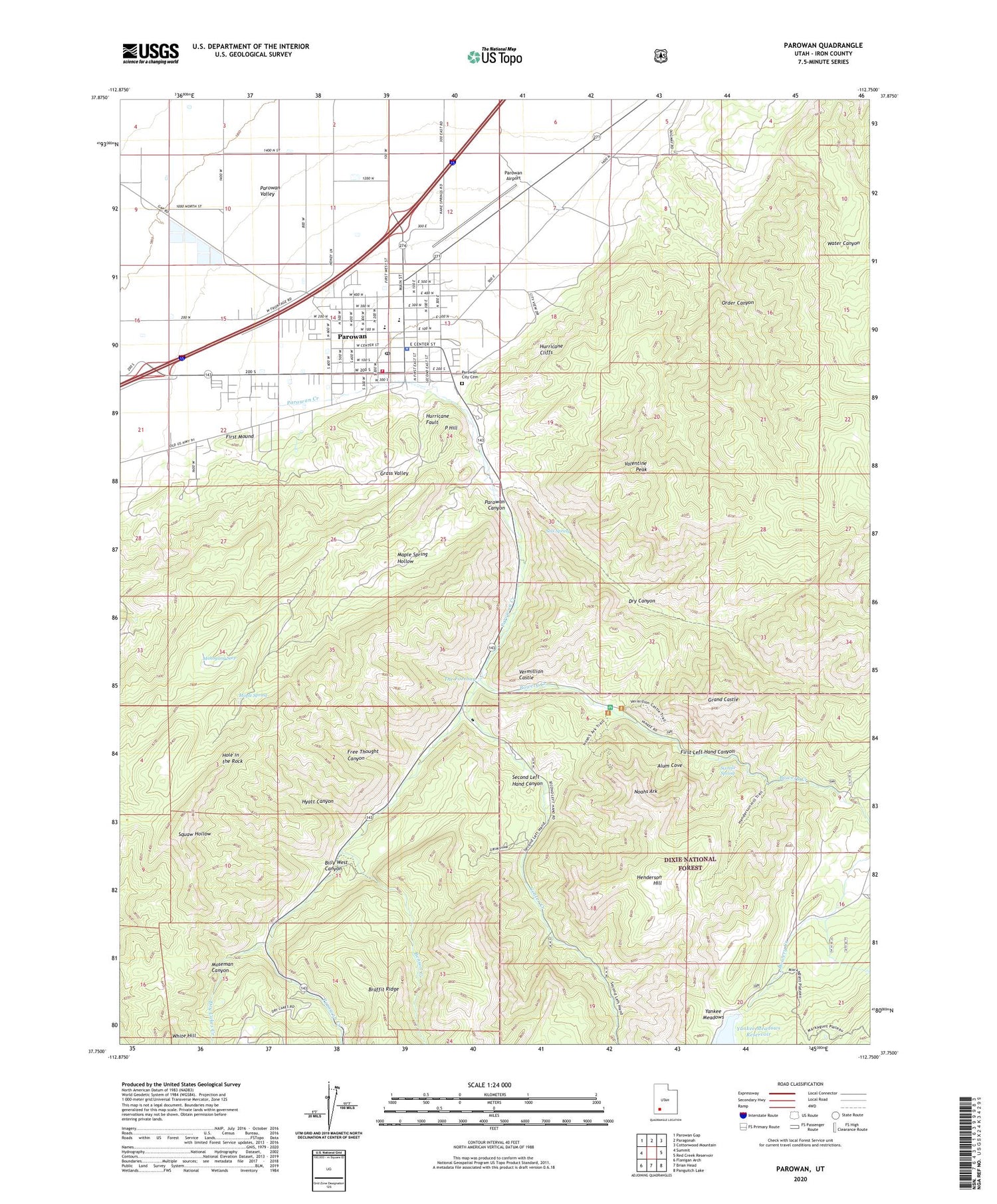 Parowan Utah US Topo Map Image
