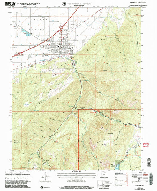 Classic USGS Parowan Utah 7.5'x7.5' Topo Map Image