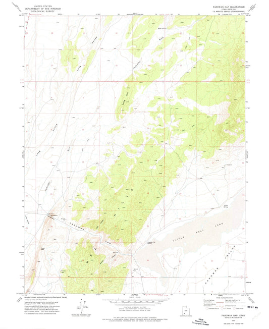 Classic USGS Parowan Gap Utah 7.5'x7.5' Topo Map Image