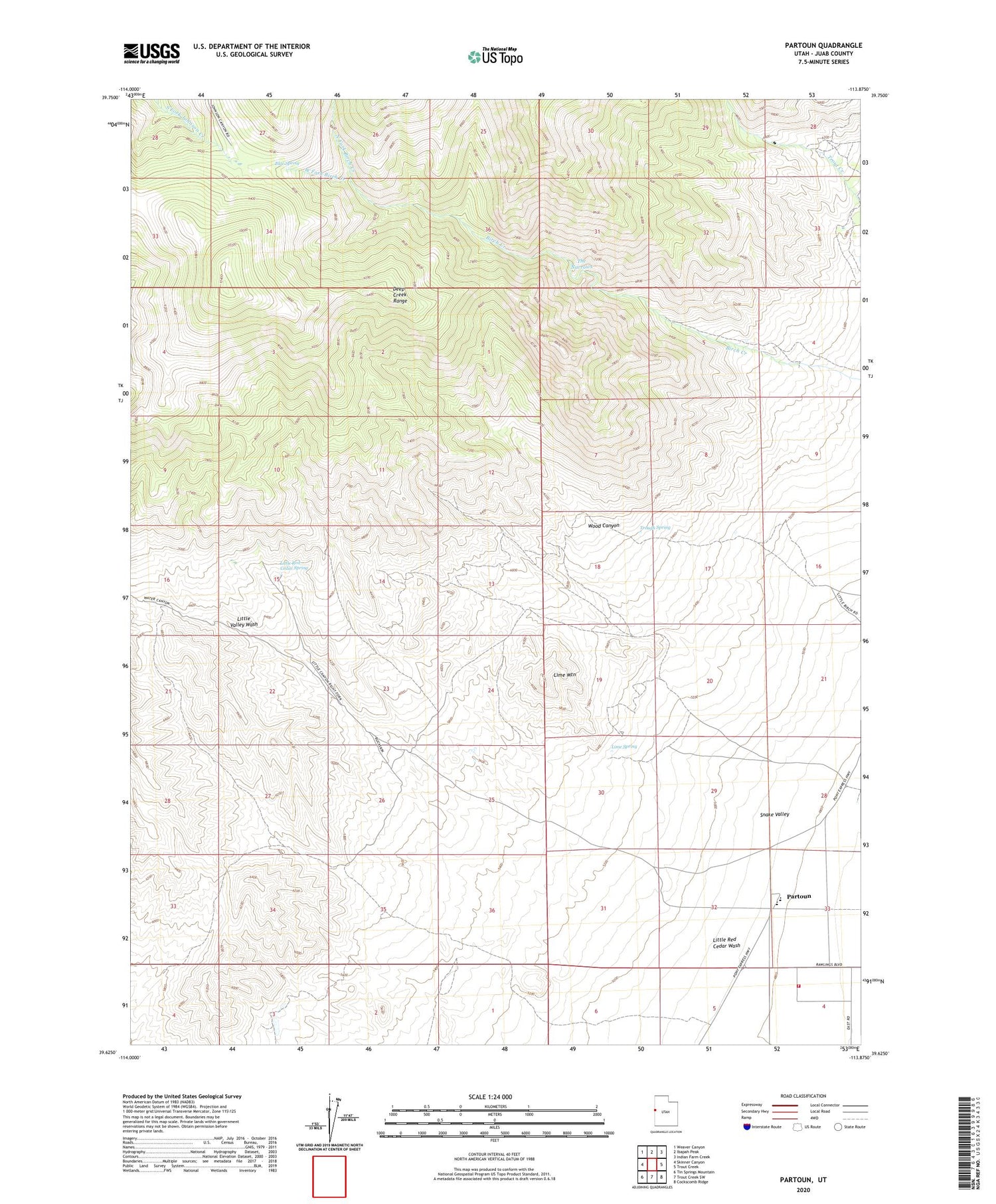 Partoun Utah US Topo Map Image