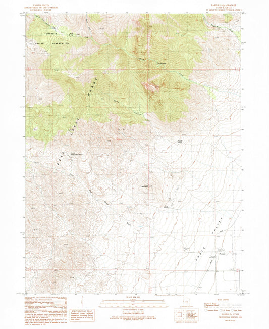 Classic USGS Partoun Utah 7.5'x7.5' Topo Map Image