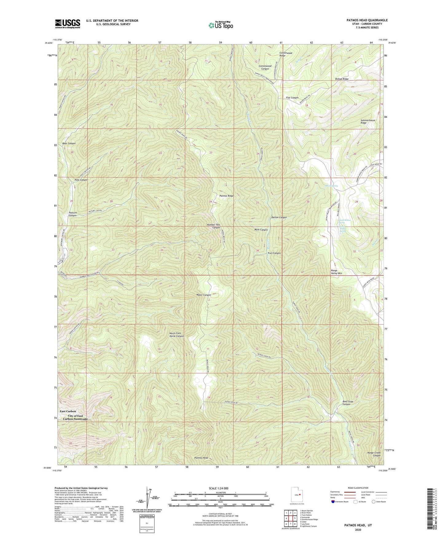 Patmos Head Utah US Topo Map Image
