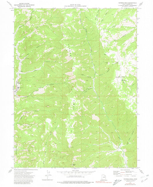 Classic USGS Patmos Head Utah 7.5'x7.5' Topo Map Image