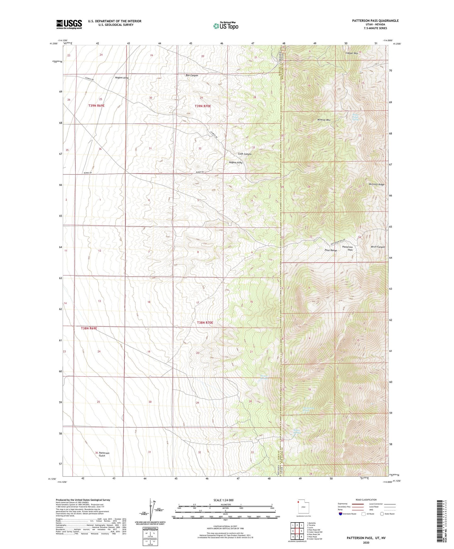 Patterson Pass Utah US Topo Map Image