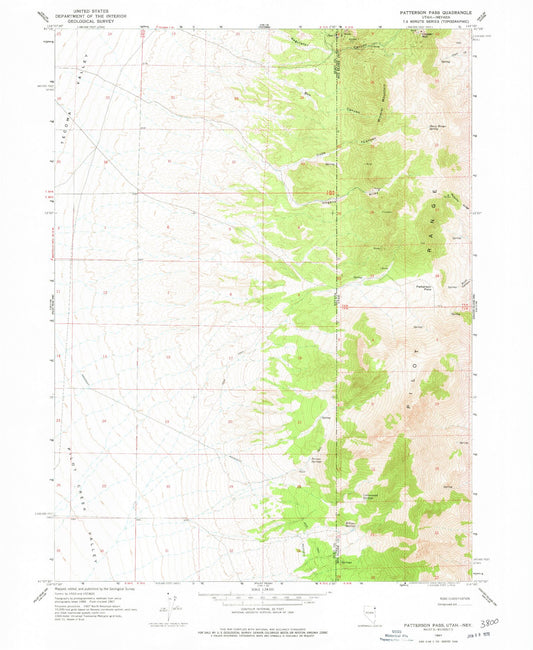 Classic USGS Patterson Pass Utah 7.5'x7.5' Topo Map Image