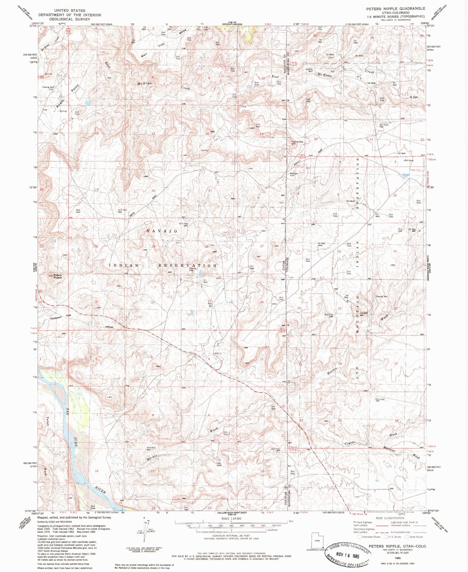 Classic USGS Peters Nipple Utah 7.5'x7.5' Topo Map Image