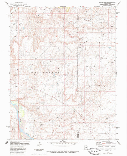 Classic USGS Peters Nipple Utah 7.5'x7.5' Topo Map Image