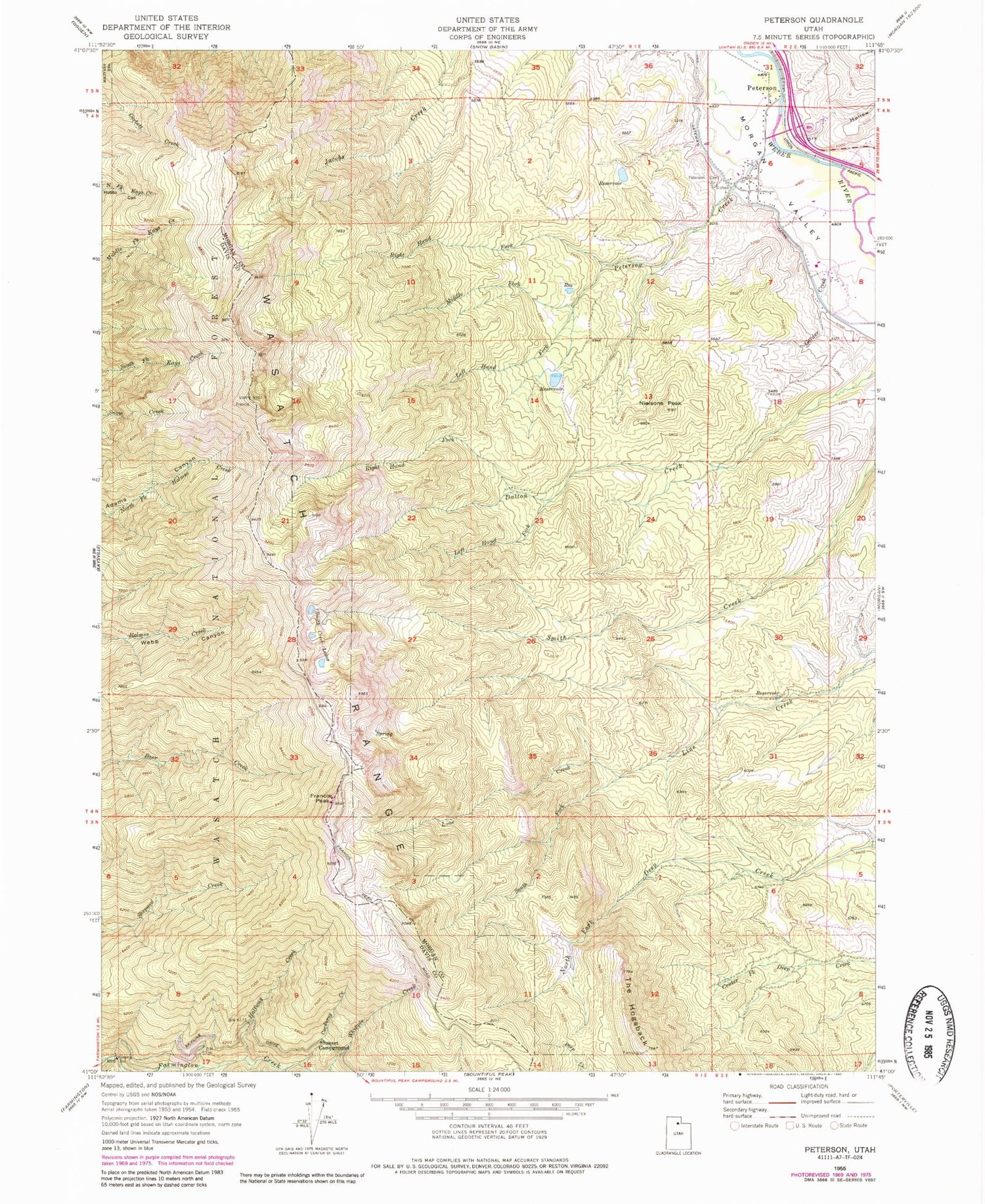 Classic USGS Peterson Utah 7.5'x7.5' Topo Map Image