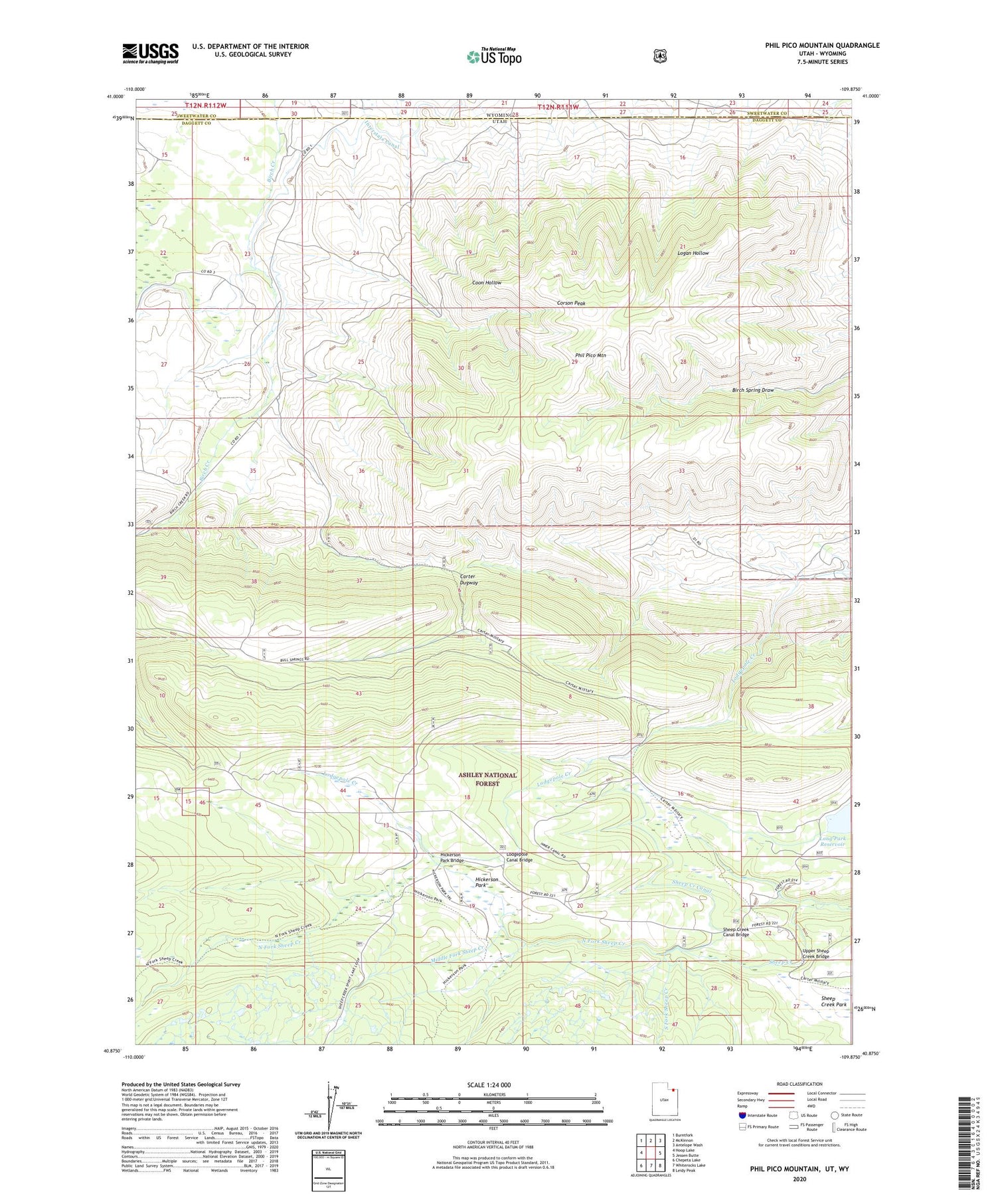 Phil Pico Mountain Utah US Topo Map Image
