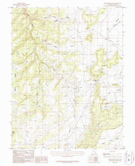 Classic USGS Photograph Gap Utah 7.5'x7.5' Topo Map Image