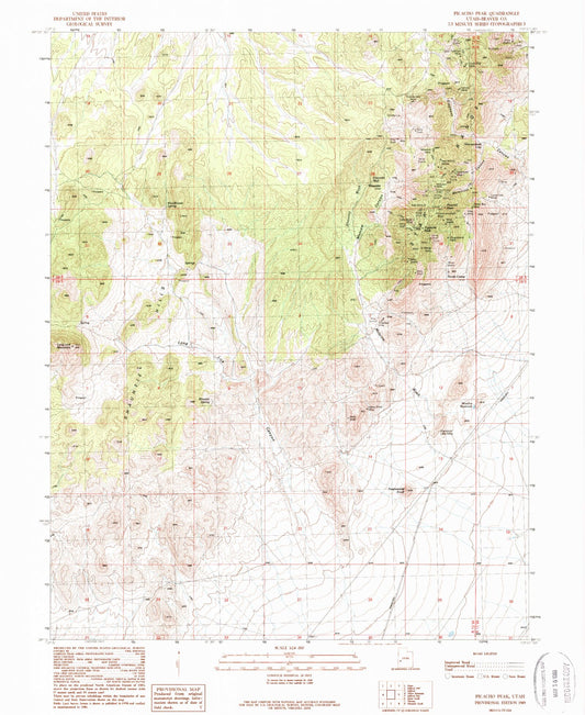 Classic USGS Picacho Peak Utah 7.5'x7.5' Topo Map Image