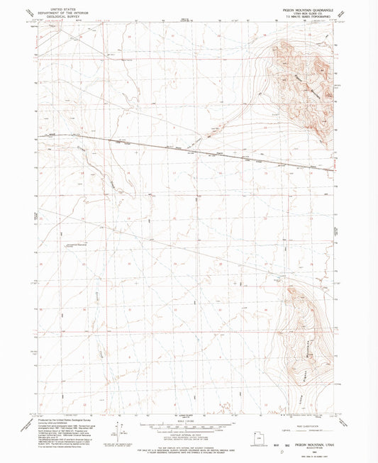 Classic USGS Pigeon Mountain Utah 7.5'x7.5' Topo Map Image