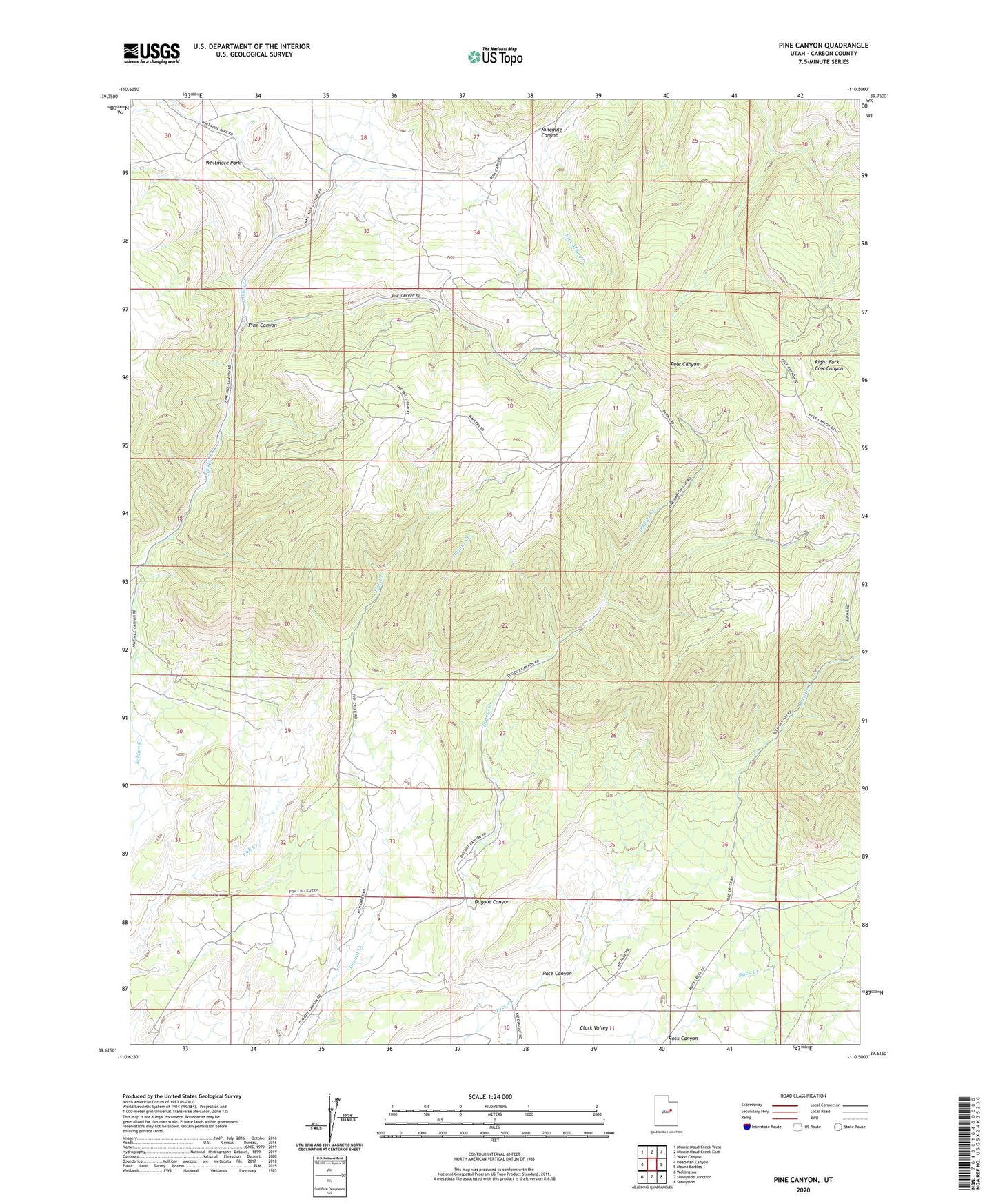Pine Canyon Utah US Topo Map Image