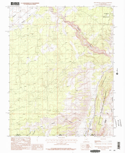 Classic USGS Pine Hollow Canyon Utah 7.5'x7.5' Topo Map Image