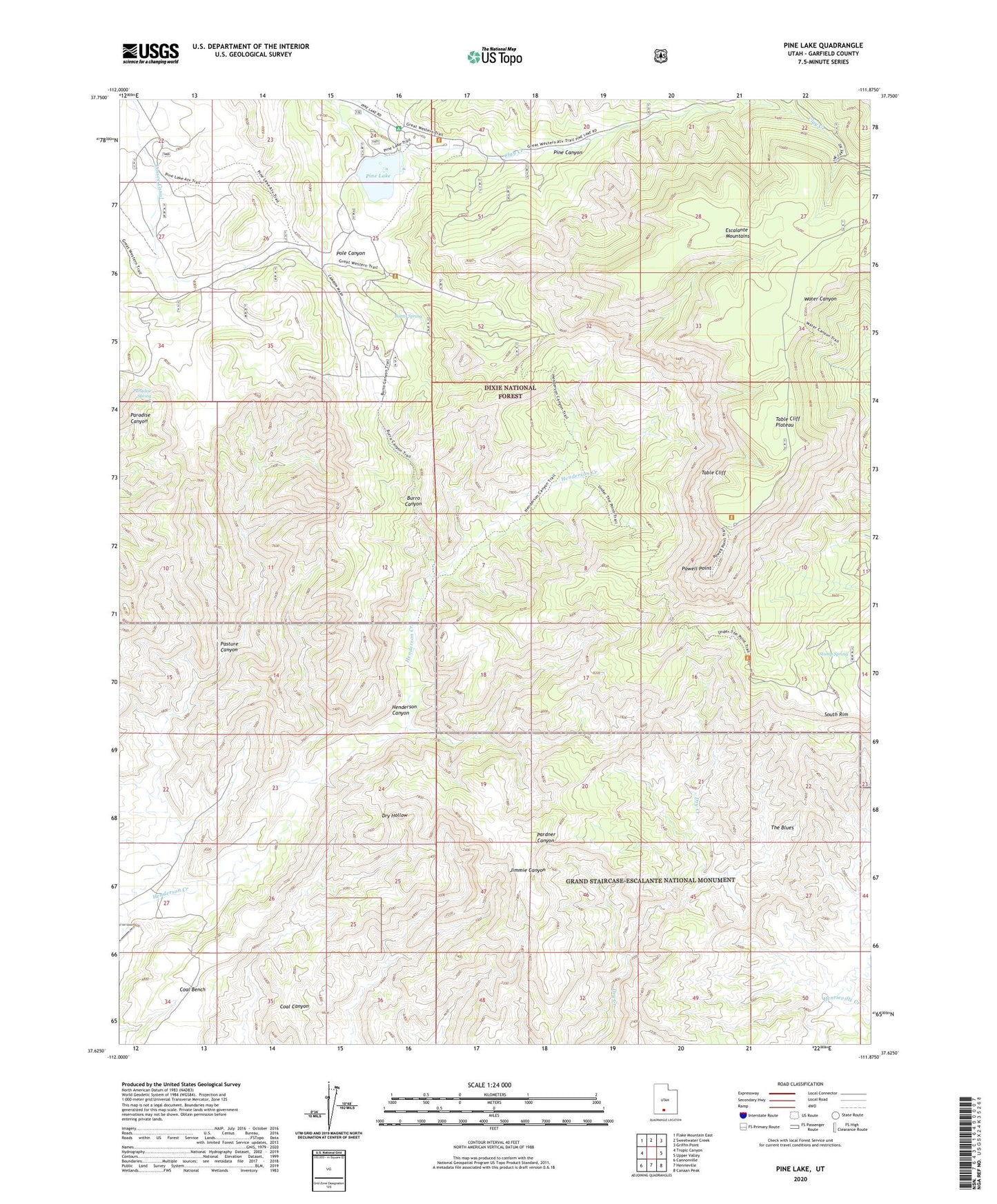 Pine Lake Utah US Topo Map Image
