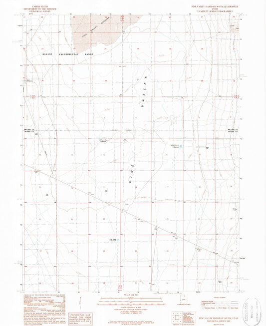 Classic USGS Pine Valley Hardpan South Utah 7.5'x7.5' Topo Map Image