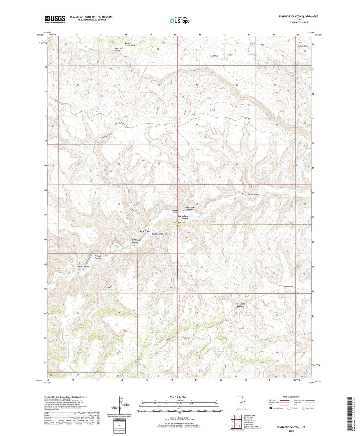 Pinnacle Canyon Utah US Topo Map Image