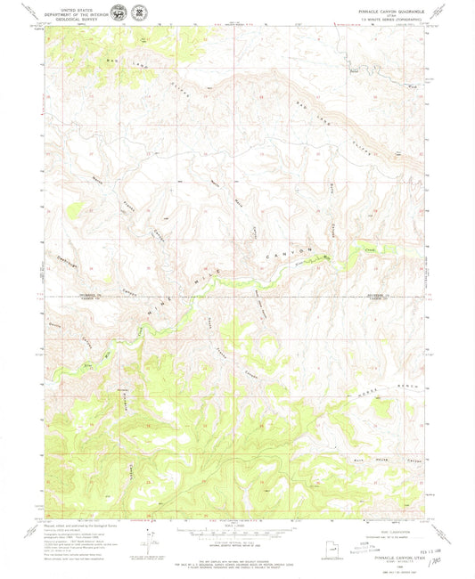 Classic USGS Pinnacle Canyon Utah 7.5'x7.5' Topo Map Image