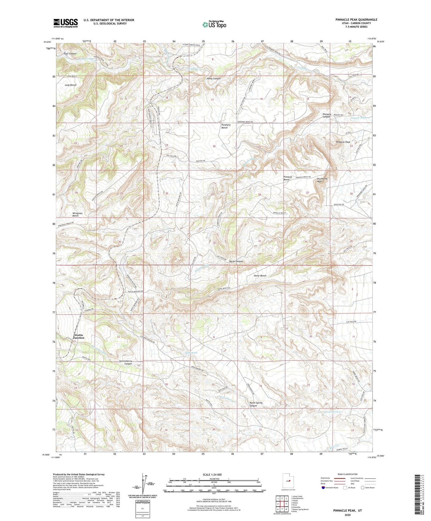 Pinnacle Peak Utah US Topo Map Image