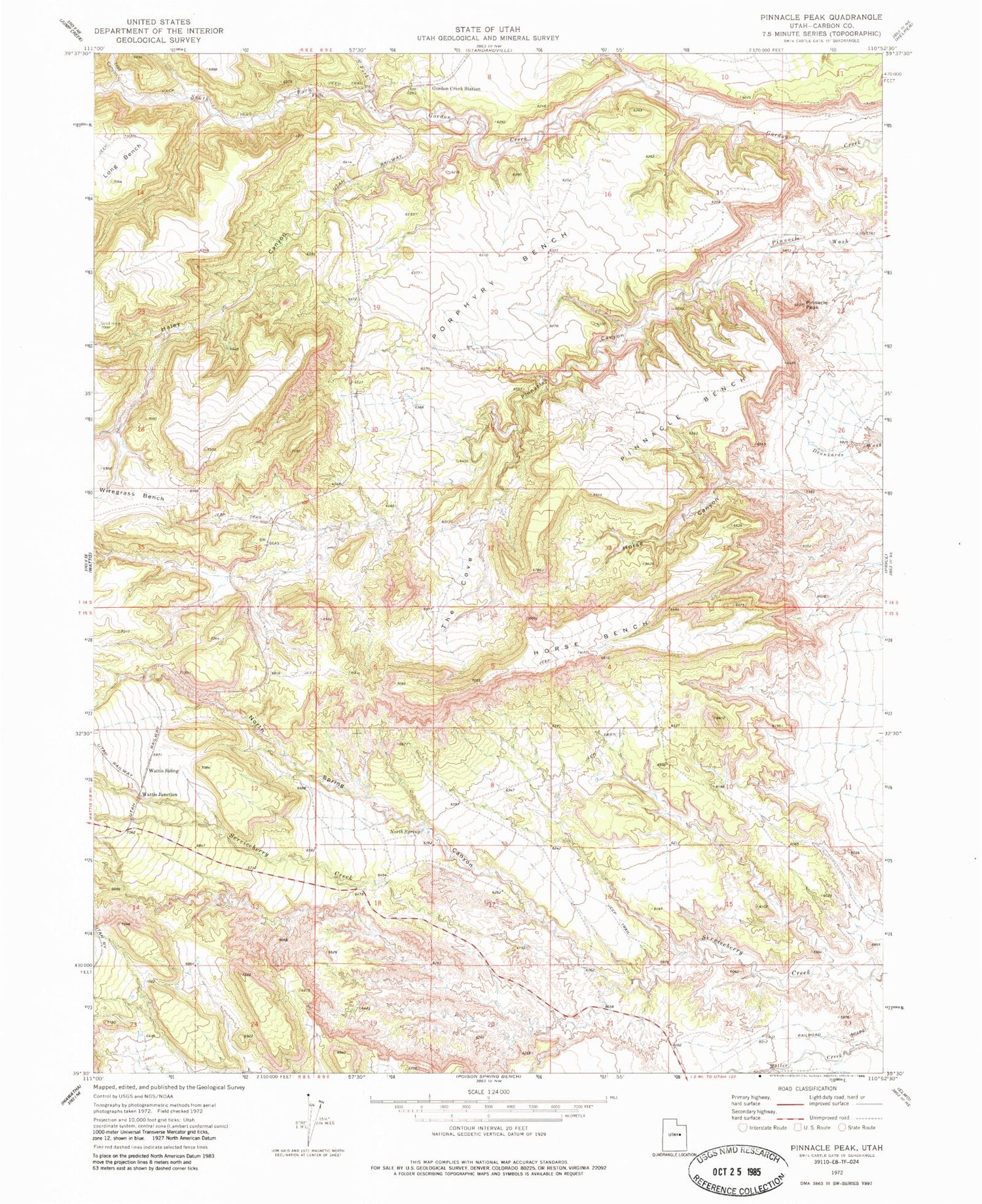 Classic USGS Pinnacle Peak Utah 7.5'x7.5' Topo Map Image