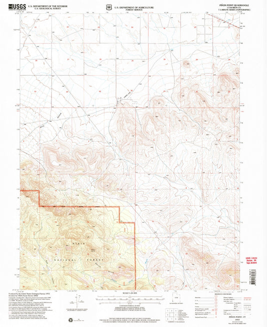 Classic USGS Pinon Point Utah 7.5'x7.5' Topo Map Image