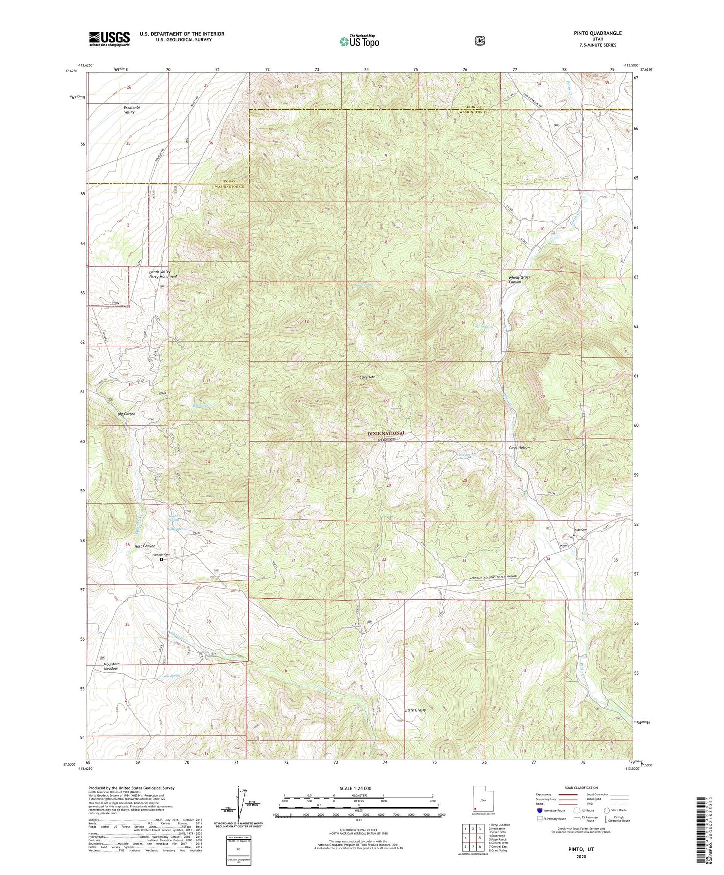 Pinto Utah US Topo Map Image
