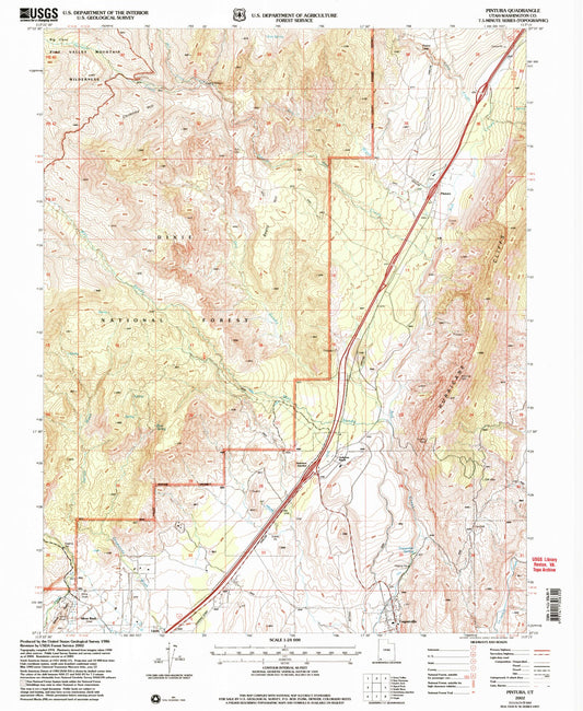 Classic USGS Pintura Utah 7.5'x7.5' Topo Map Image