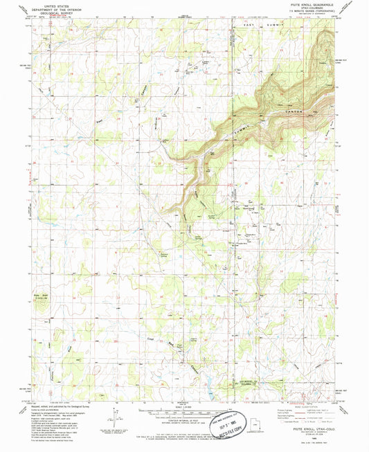 Classic USGS Piute Knoll Utah 7.5'x7.5' Topo Map Image