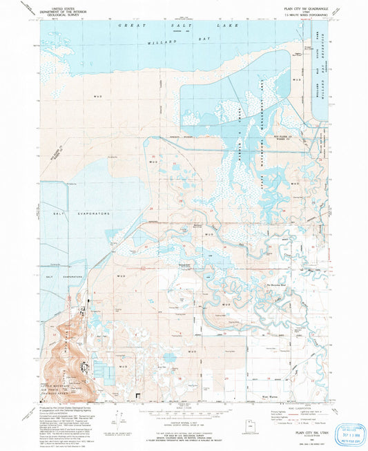 Classic USGS Plain City SW Utah 7.5'x7.5' Topo Map Image