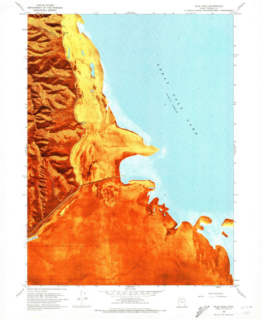 Classic USGS Plug Peak Utah 7.5'x7.5' Topo Map Image