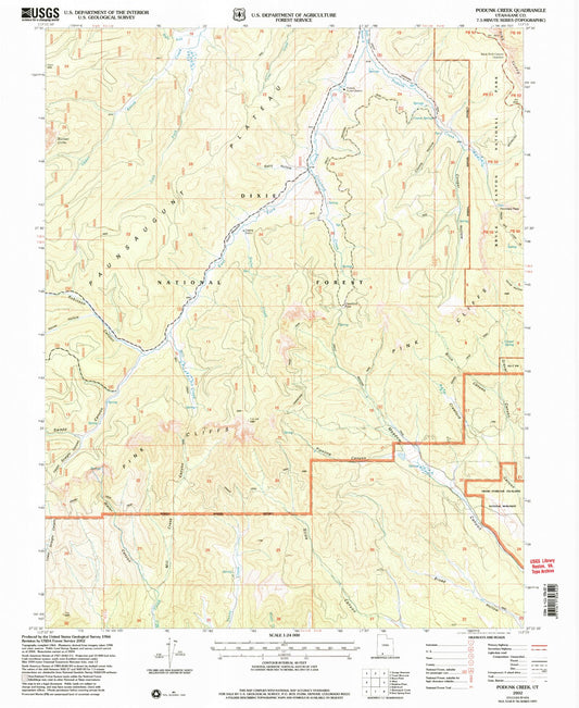 Classic USGS Podunk Creek Utah 7.5'x7.5' Topo Map Image