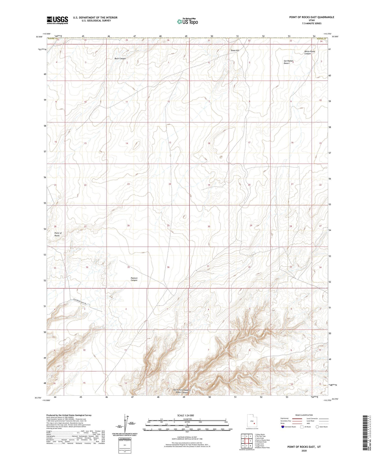 Point of Rocks East Utah US Topo Map Image