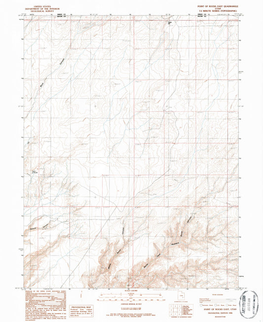 Classic USGS Point of Rocks East Utah 7.5'x7.5' Topo Map Image