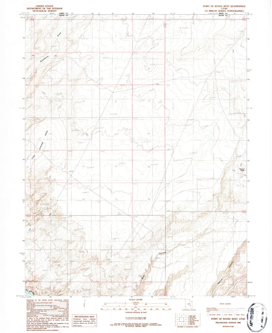 Classic USGS Point of Rocks West Utah 7.5'x7.5' Topo Map Image