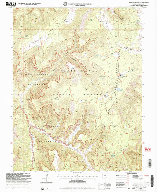 Classic USGS Poison Canyon Utah 7.5'x7.5' Topo Map Image